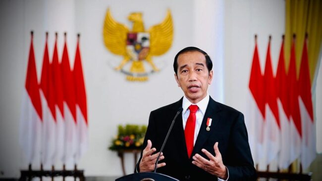 Presiden Joko Widodo menyampaikan pidatonya untuk The Access to Covid-19 Tools Accelerator pada Rabu, 9 Februari 2022.