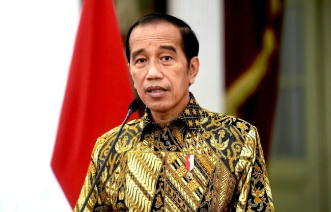 Presiden Joko Widodo memberikan sambutan pada ILO Global Forum for a Human-Centred Recovery from the Covid-19, di Istana Merdeka, pada Selasa, 22 Februari 2022. Foto: BPMI Setpres