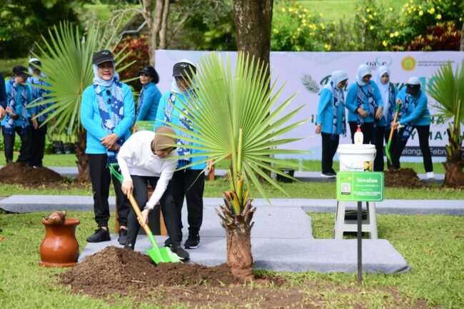 Ibu Iriana Joko Widodo, Ibu Wury Ma’ruf Amin, dan para anggota OASE KIM melaksanakan gerakan penanaman pohon pada Rabu, 1 Februari 2023 di Kawasan Candi Borobudur Kabupaten Magelang, Provinsi Jawa Tengah. Foto: BPMI Setpres