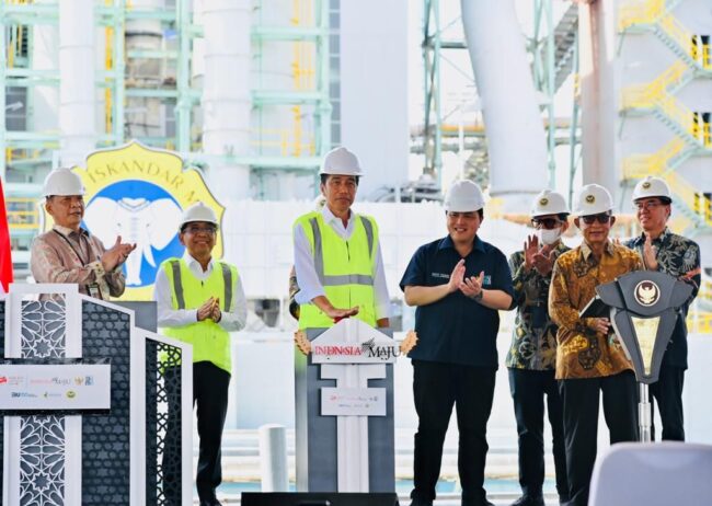 Presiden Joko Widodo meresmikan Pabrik NPK PT Pupuk Iskandar Muda (PIM) yang berada di Kawasan Ekonomi Khusus (KEK) Arun, Kabupaten Aceh Utara, Provinsi Aceh, pada Jumat, 10 Februari 2023. Foto: BPMI Setpres